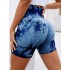 Yoga fitness shorts, European and American cross-border high waisted tie dye sports, seamless abdominal tightening, tight fitting, hip lifting, peach buttocks wholesale for women