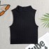 Solid color ribbed texture sleeveless top, hot and spicy new style, with elastic shaping inside, high neck yoga base shirt that can be worn outside