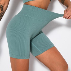 Threaded yoga shorts, popular in Europe and America, seamless high waisted and perky sports, tight fitting fitness shorts for women