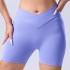 Cross border seamless knitted cross yoga pants, peach hip lifting sports quick drying breathable shorts, three quarter yoga pants