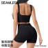 Yoga shorts seamless thread three part pants European and American high waisted sports running fitness pants for women