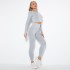 New seamless washable yoga suit set from Europe and America, quick drying top, peach hip yoga pants, fitness suit