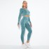 New seamless washable yoga suit set from Europe and America, quick drying top, peach hip yoga pants, fitness suit