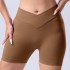 Cross border seamless knitted cross yoga pants, peach hip lifting sports quick drying breathable shorts, three quarter yoga pants