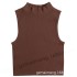 Solid color ribbed texture sleeveless top, hot and spicy new style, with elastic shaping inside, high neck yoga base shirt that can be worn outside