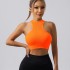 Ribbed neck hanging nylon sports cover, yoga sweat wicking seamless underwear, running speed drying cross shaped vest, short style