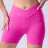 Cross border seamless knitted cross yoga pants, peach hip lifting sports quick drying breathable shorts, three quarter yoga pants