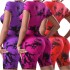 European and American cross-border new tie dye yoga suit set, lifting buttocks, quick drying, sports and fitness tie dye short sleeved shorts two-piece set