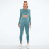 New seamless washable yoga suit set from Europe and America, quick drying top, peach hip yoga pants, fitness suit