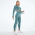 New seamless washable yoga suit set from Europe and America, quick drying top, peach hip yoga pants, fitness suit