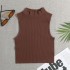 Solid color ribbed texture sleeveless top, hot and spicy new style, with elastic shaping inside, high neck yoga base shirt that can be worn outside