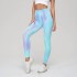 New cross-border tie dye yoga pants from Europe and America, high waisted, tight fitting, elastic, sporty, running, sexy peach hip fitness pants