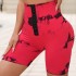 Cross border buckle tie dye seamless yoga shorts, double lifted hip pants, peach hip sports three quarter pants, women's yoga short