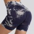 Cross border European and American tie dye yoga pants, quick drying, high waisted, elastic, tight fitting, sports, running, fitness, hip lifting, yoga shorts for women