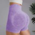 Cross border popular frosted washed seamless knitted yoga pants with high waist and hip lifting, three part sports shorts for European and American women, tight fitting