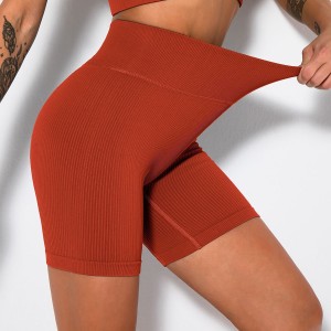 Yoga shorts seamless thread three part pants European and American high waisted sports running fitness pants for women