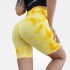 Cross border tie dye yoga pants for women in Europe and America, high waist and belly cinching peach hip lifting yoga shorts, sports and fitness three part pants