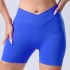 Cross border seamless knitted cross yoga pants, peach hip lifting sports quick drying breathable shorts, three quarter yoga pants