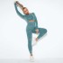 New seamless washable yoga suit set from Europe and America, quick drying top, peach hip yoga pants, fitness suit