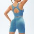 Seamless sand washed yoga suit set, high waisted and hip lifting yoga pants, washed sports vest, tight three quarter shorts, two pieces