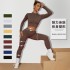 Cross border new seamless knitted yoga suit, quick drying, shock-absorbing, high-strength sports top, hip lifting yoga pants set for women