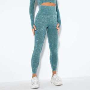 European and American seamless washed knitted moisture absorbing and sexy peach buttocks sweat wicking yoga pants with high waist and abdominal compression sports and fitness pants