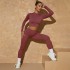 Cross border new seamless knitted yoga suit, quick drying, shock-absorbing, high-strength sports top, hip lifting yoga pants set for women