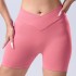 Cross border seamless knitted cross yoga pants, peach hip lifting sports quick drying breathable shorts, three quarter yoga pants