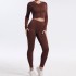 Cross border new seamless knitted yoga suit, quick drying, shock-absorbing, high-strength sports top, hip lifting yoga pants set for women