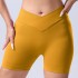 Cross border seamless knitted cross yoga pants, peach hip lifting sports quick drying breathable shorts, three quarter yoga pants