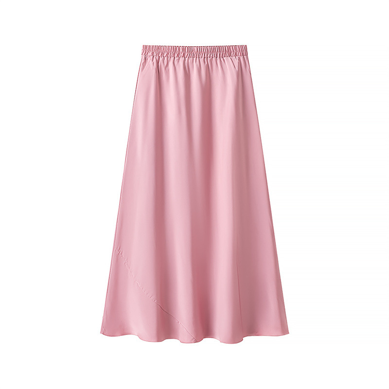 Foreign Trade 2025 Spring/Summer New European and American Style Women's Fashion, Casual, Simple, Versatile Solid Color Folded High Waist Skirt