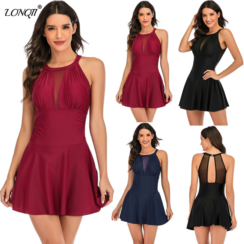 2022 Langqi New Bikini Amazon Lace Deep V Solid Color Concealed Belly Conservative jumpsuit Female Bikini
