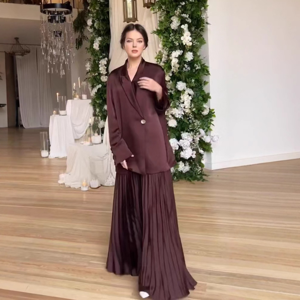 Spot commuting suit jacket pleated skirt European and American cross-border 2025 new style temperament Middle East Arab suit