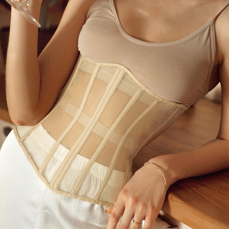 22513P mesh chest revealing short waistband vest for 2024 summer European and American women's wear, slim fit casual top for women