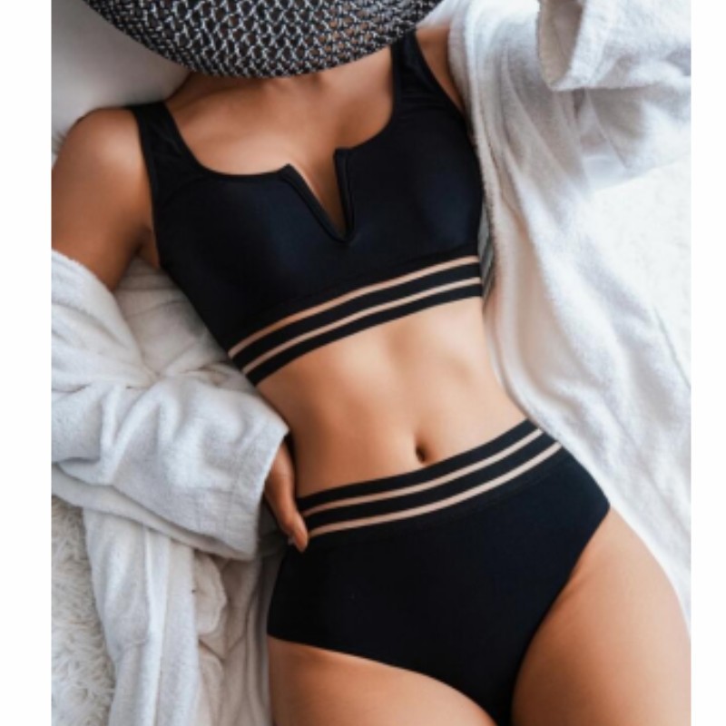 2024 New Cross border Foreign Trade European and American Swimsuit Female Amazon Sexy High Waist Cover Hot Spring Split Bikini