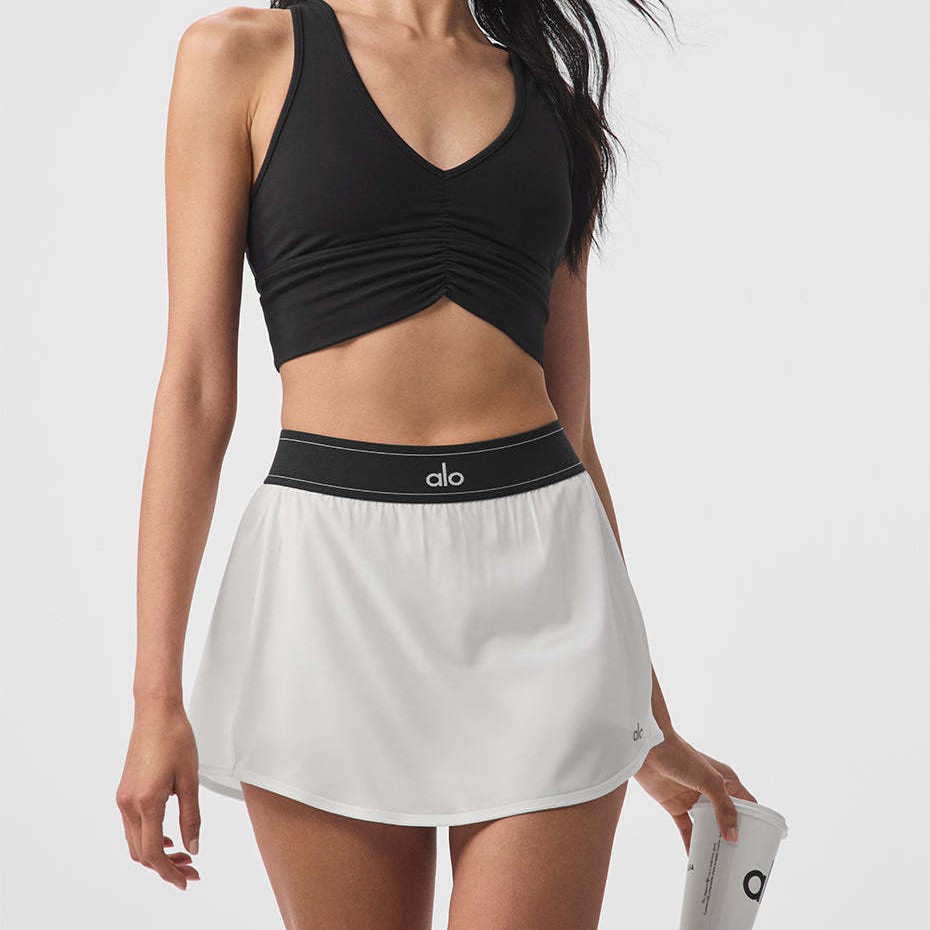 Aloyoga tennis skirt women's quick drying sports pants skirt with pockets running fitness jacquard logo elastic band