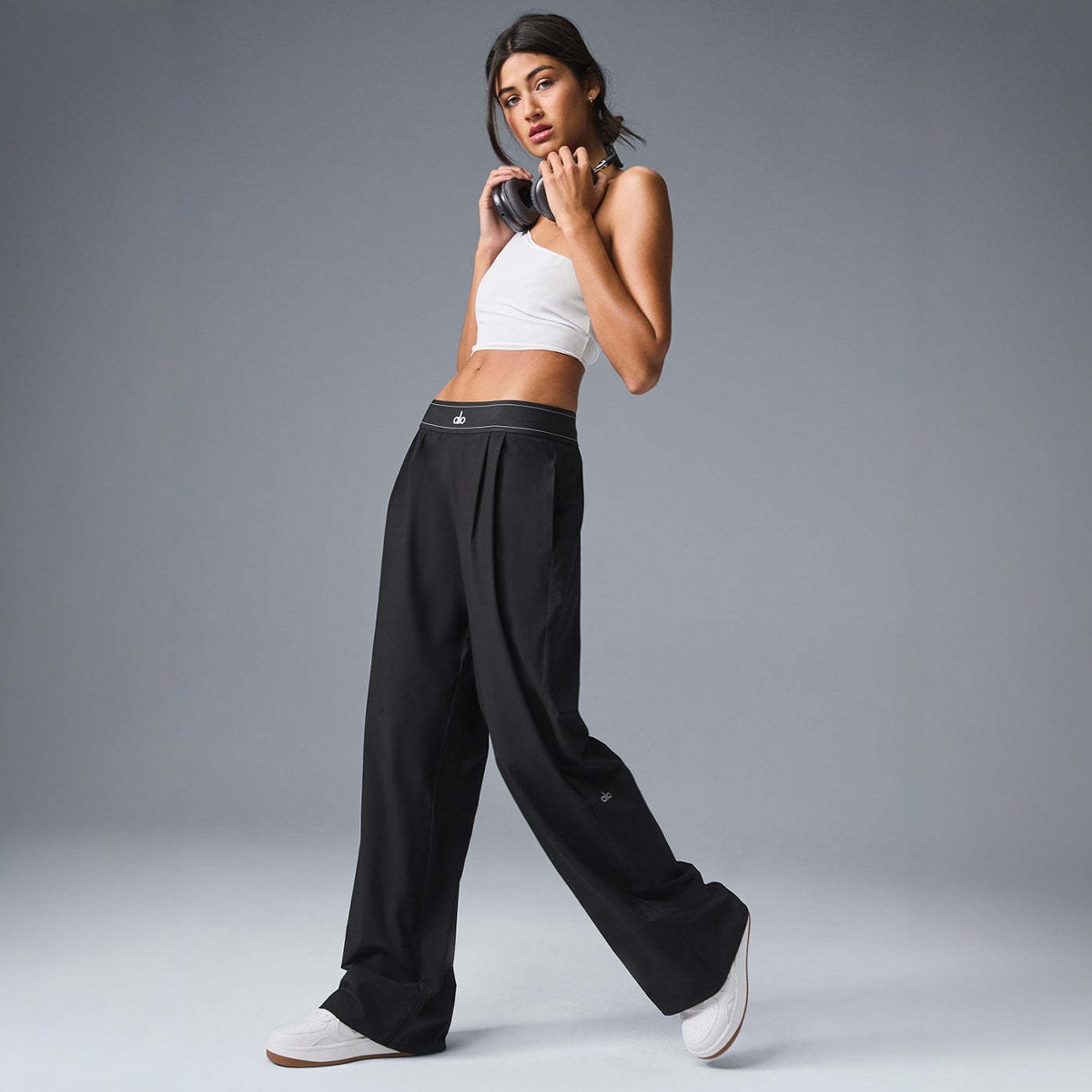 Luojia Ola casual pants jacquard high waisted pants casual sports pants wide leg straight leg pants elongated versatile casual