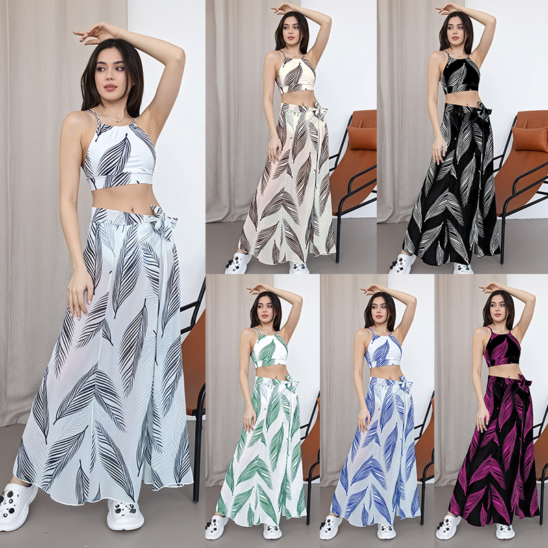 K уパальник Printed Split Swimsuit for Women Cross border OZON Sunscreen Long Yarn Skirt Holiday Swimsuit