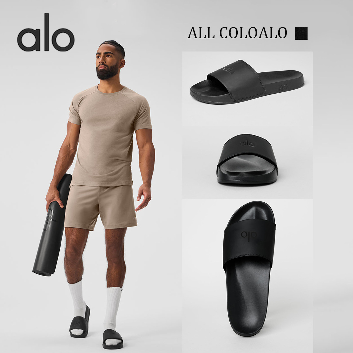Aloyoga men's slippers, large size, thick soled, home cool slippers, fashionable and trendy