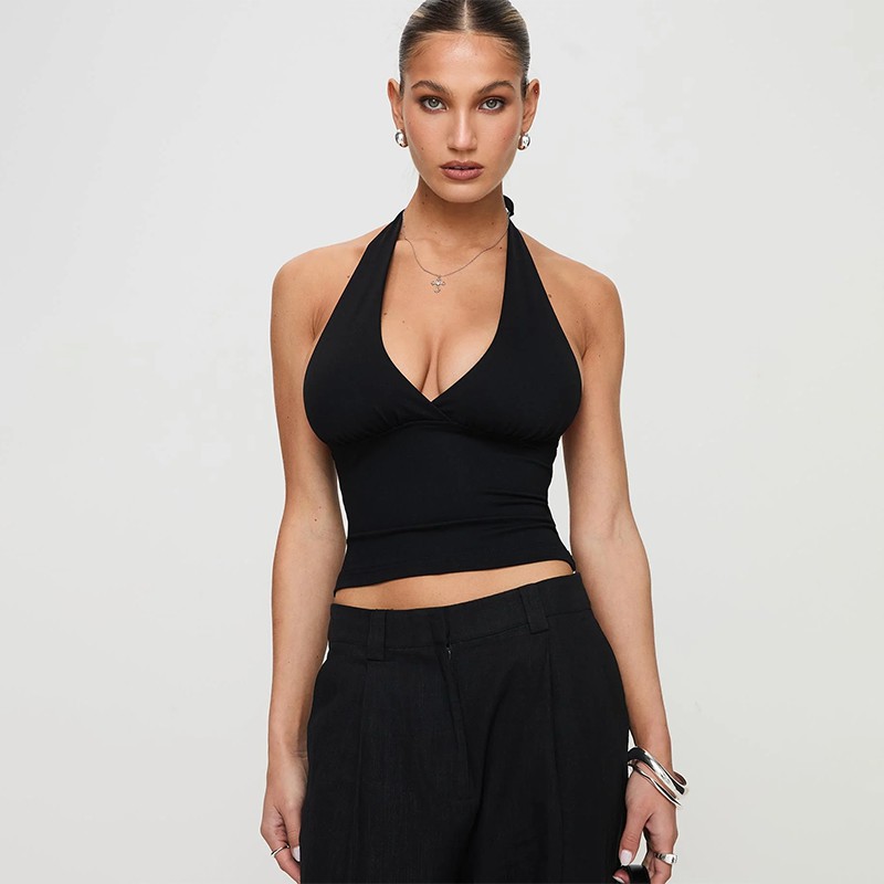 JY24685PFO new European and American fashion foreign trade solid color tank top street Y2K slim fit spicy girl vest