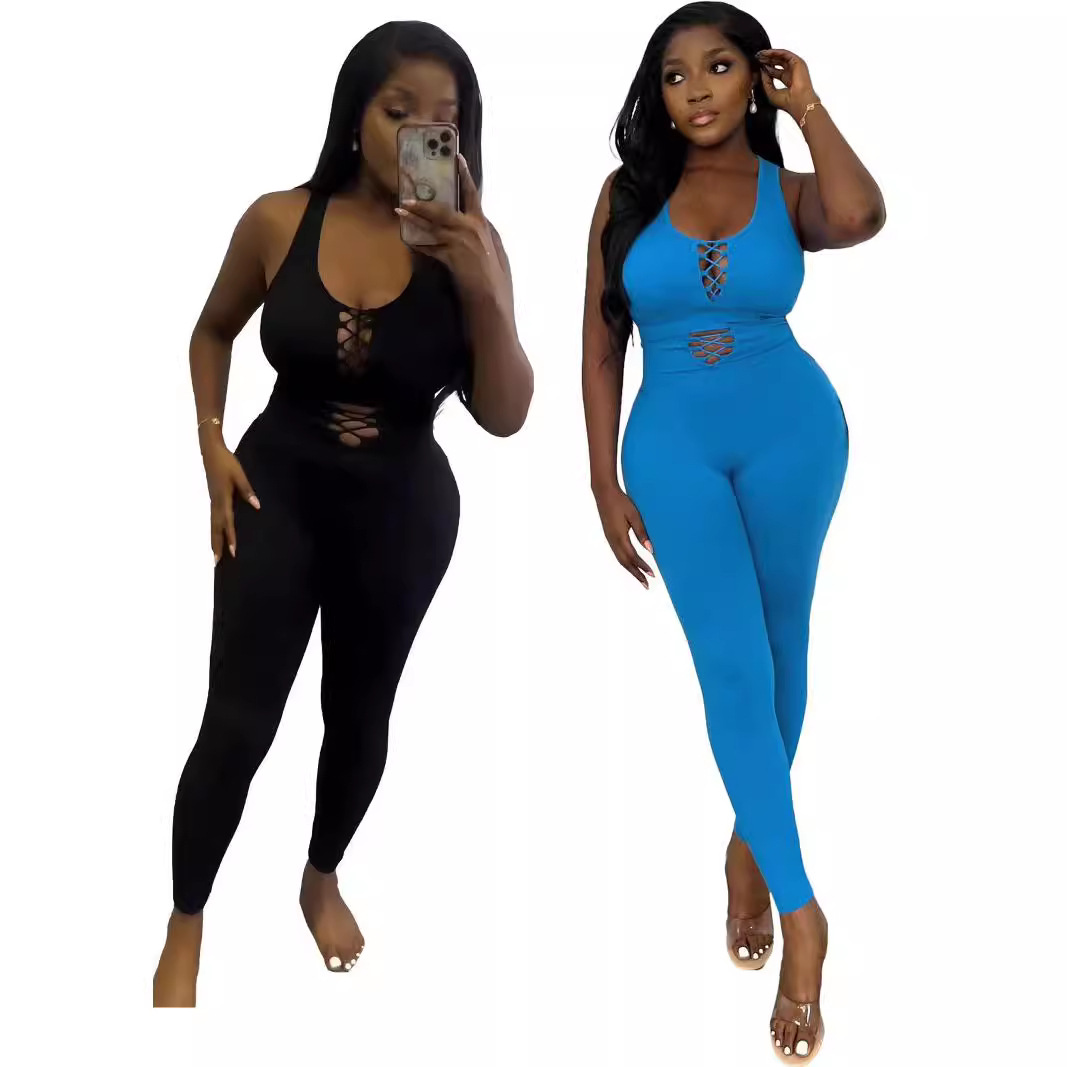 Y6045 European and American women's clothing new yoga vest long pants set women's fitness exercise hip lifting tight fitting Amazon