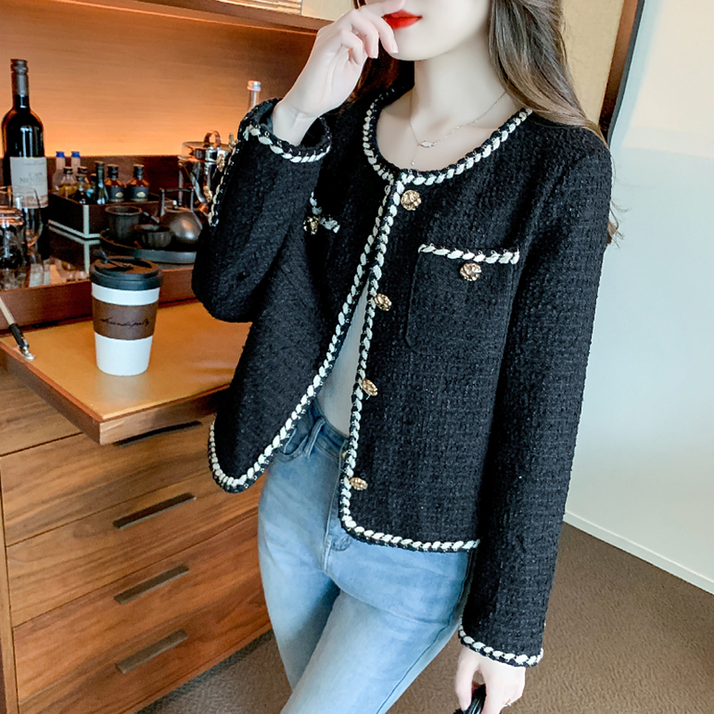 French retro small fragrant style jacket for women's early autumn short style 2023 new high-end temperament socialite coarse tweed top