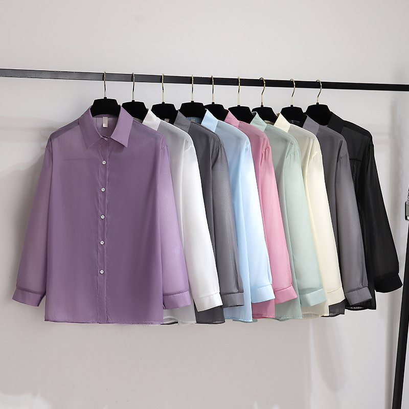 Ice silk sun protection clothing for women in summer, thin design for 2025, new style, camisole, outerwear, cardigan, upper garment, long sleeved chiffon shirt