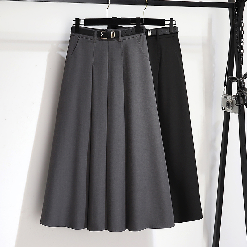 Summer style midi skirt for women, 2025 new item, crotch covering A-line umbrella skirt, mid length suit, pleated skirt