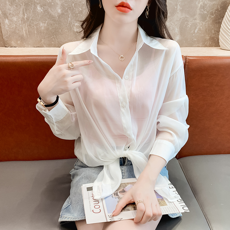 Fashionable ice silk sun protection clothing for women in summer, thin, UV resistant, loose cardigan jacket, new chiffon shirt