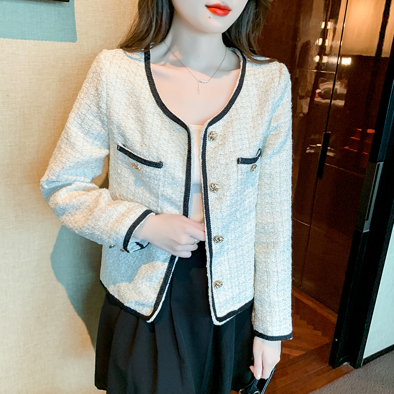 French style floral jacket for autumn and winter, vintage and high-end temperament, socialite's coarse woolen top