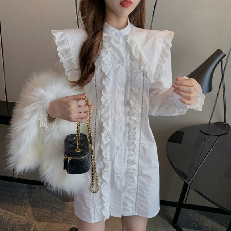 2025 Spring New Small Fragrant Style Light Luxury Design Dress High end Western Style Medium length Shirt