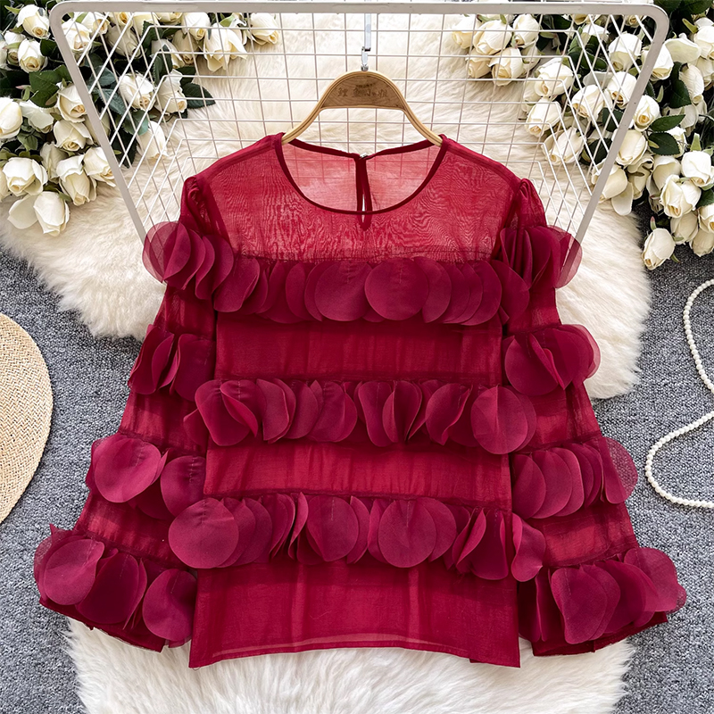 European Goods 2025 New Product Women's Wear Heavy Industry Wave Piece Design Sense Short Shirt Solid Color Top
