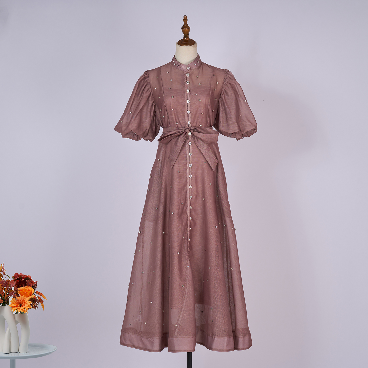 Real time spot court style fashion show 29 color design sense, heavy industry nail drill short sleeved single breasted jumpsuit long skirt+suspender