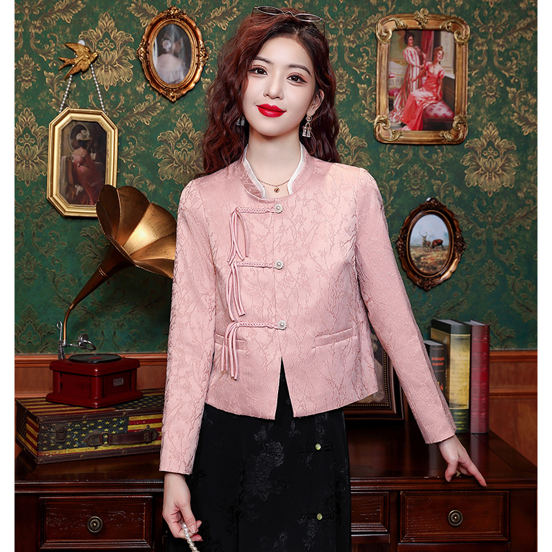 Tassel buckle new Chinese jacquard short jacket, small and casual high-end top, 2024 autumn